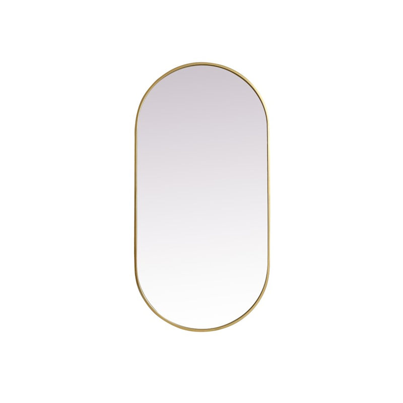Elegant Decor Asha Metal Frame Oval Mirror 24X48", Brass