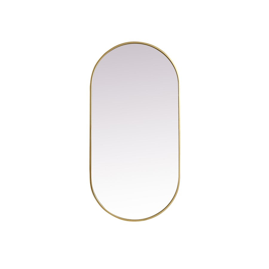 Elegant Decor Asha Metal Frame Oval Mirror 24X48", Brass - MR2A2448BRS