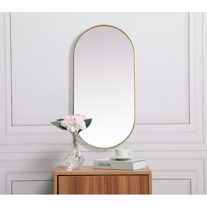 Elegant Decor Asha Metal Frame Oval Mirror 24X48", Brass