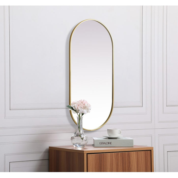 Elegant Decor Asha Metal Frame Oval Mirror 24X48", Brass