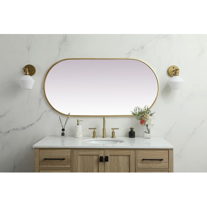 Elegant Decor Asha Metal Frame Oval Mirror 24X48", Brass