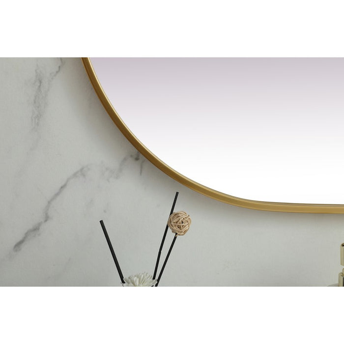 Elegant Decor Asha Metal Frame Oval Mirror 24X48", Brass