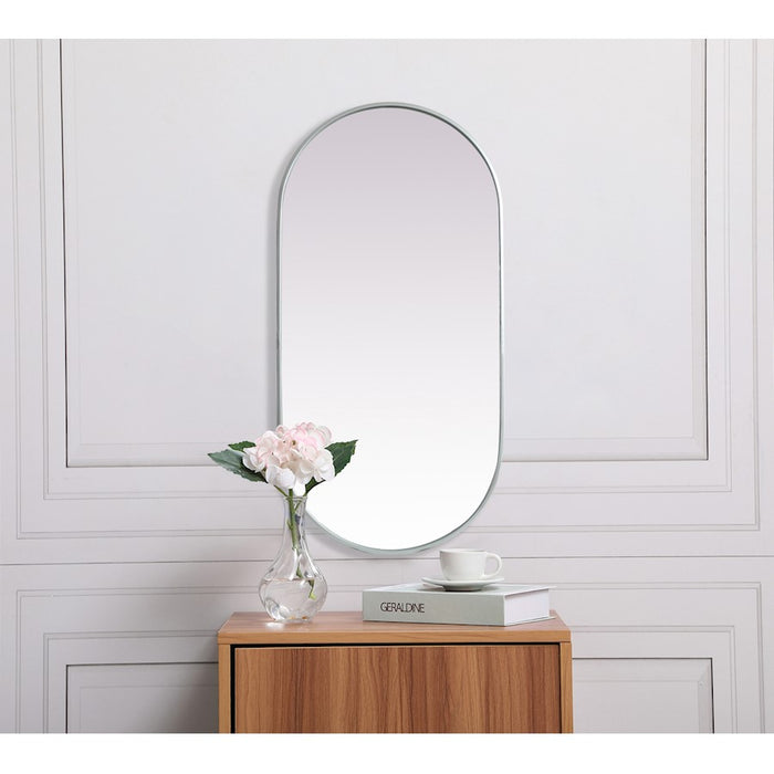 Elegant Decor Asha Metal Frame Oval Mirror 24X48", Silver