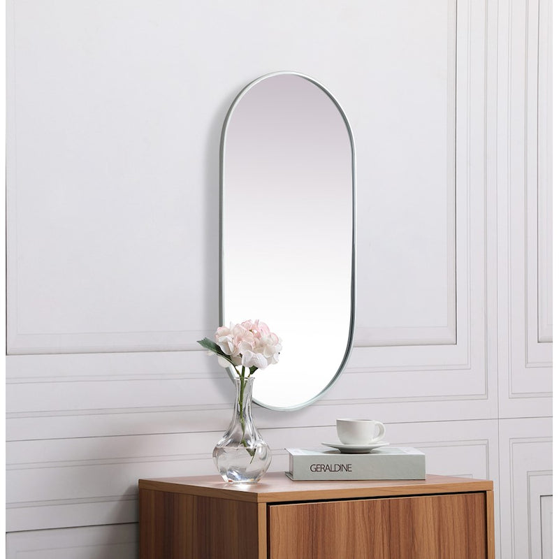 Elegant Decor Asha Metal Frame Oval Mirror 24X48", Silver