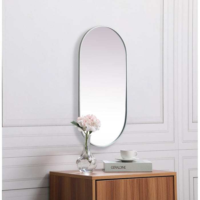 Elegant Decor Asha Metal Frame Oval Mirror 24X48", Silver