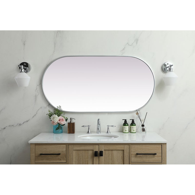 Elegant Decor Asha Metal Frame Oval Mirror 24X48", Silver