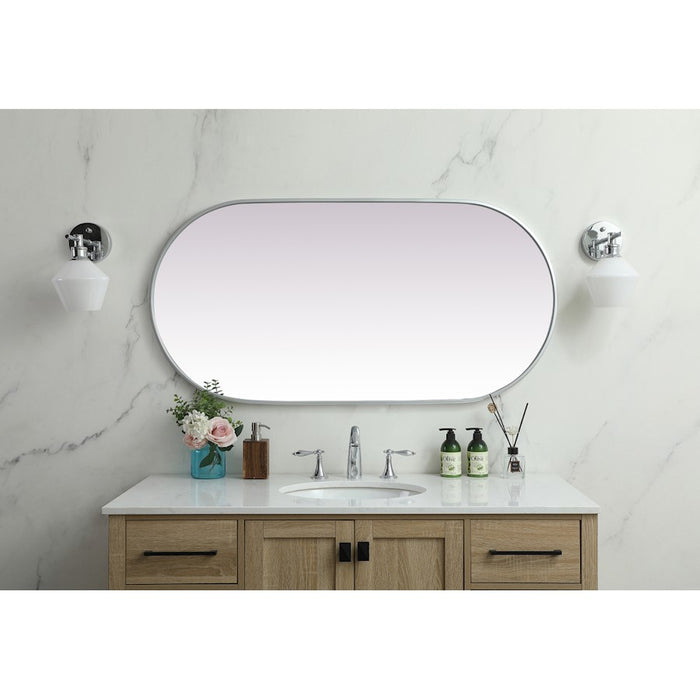 Elegant Decor Asha Metal Frame Oval Mirror 24X48", Silver