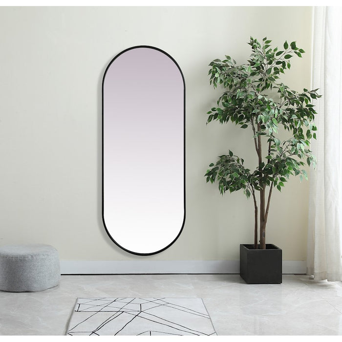 Elegant Decor Asha Metal Frame Oval Mirror 24X60", Black