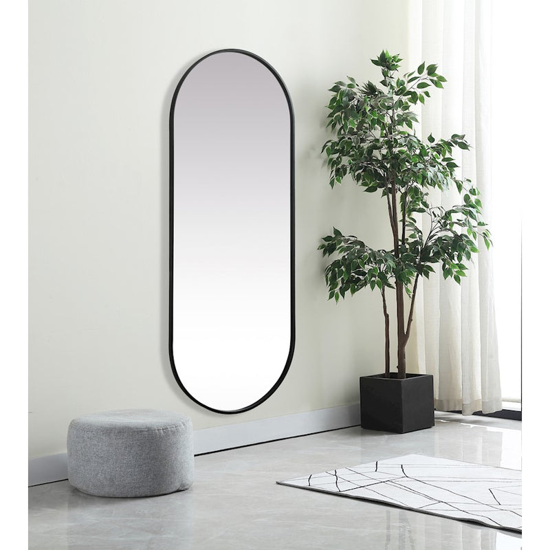 Elegant Decor Asha Metal Frame Oval Mirror 24X60", Black
