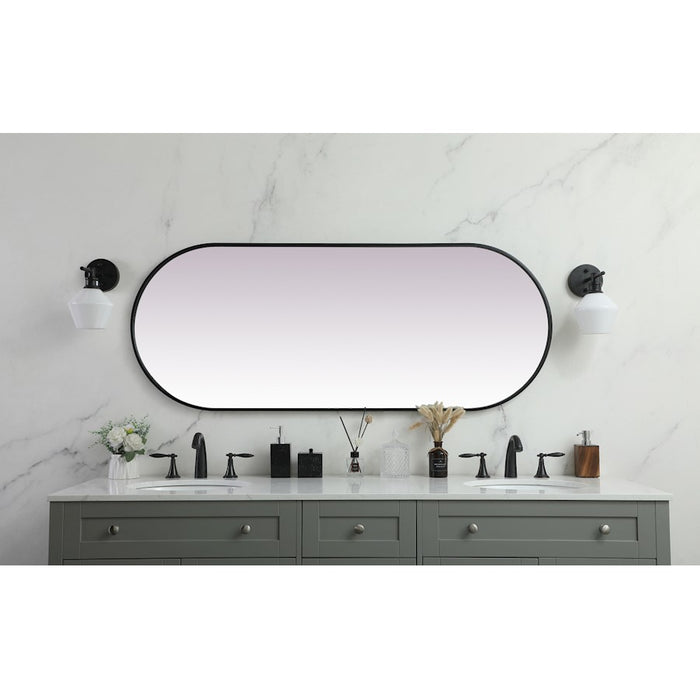 Elegant Decor Asha Metal Frame Oval Mirror 24X60", Black