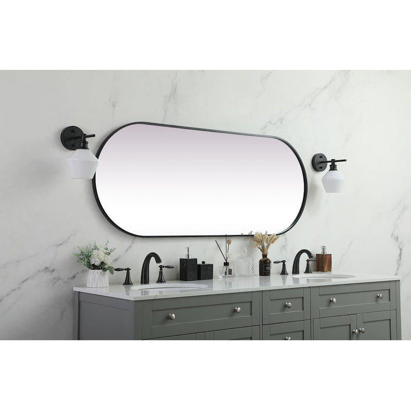 Elegant Decor Asha Metal Frame Oval Mirror 24X60", Black