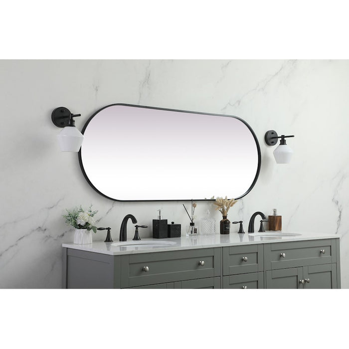 Elegant Decor Asha Metal Frame Oval Mirror 24X60", Black