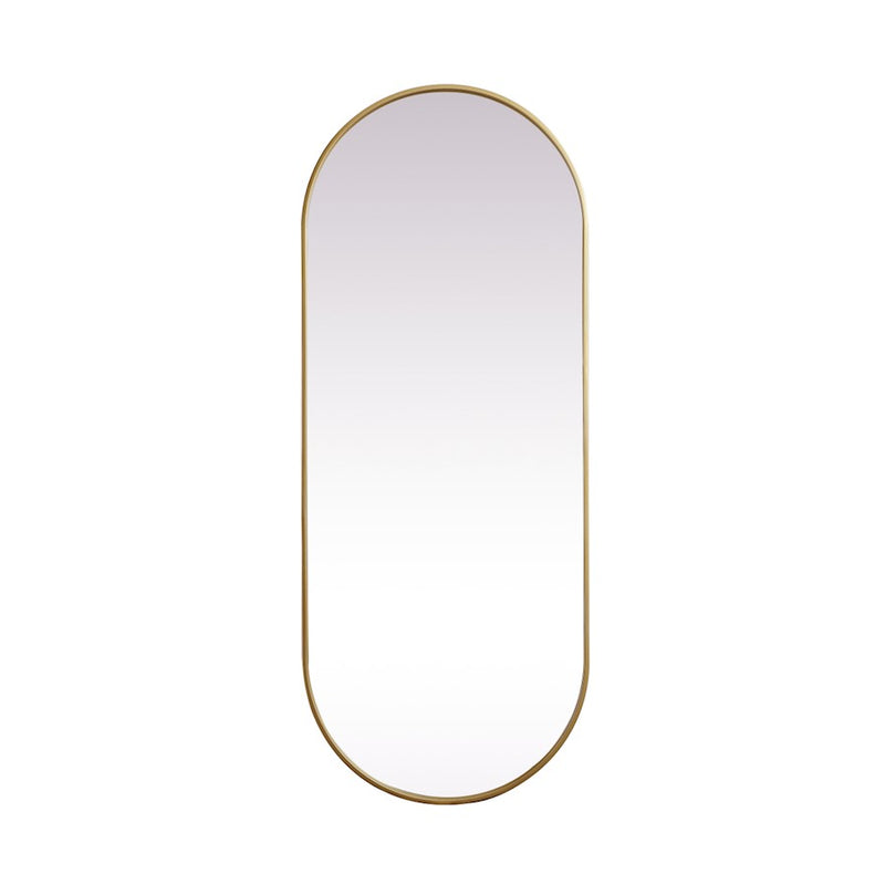 Elegant Decor Asha Metal Frame Oval Mirror 24X60", Brass