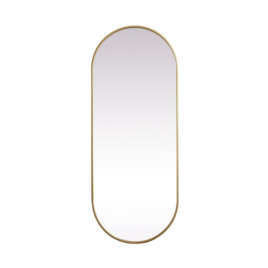 Elegant Decor Asha Metal Frame Oval Mirror 24X60", Brass - MR2A2460BRS