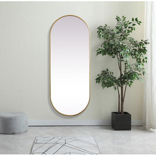 Elegant Decor Asha Metal Frame Oval Mirror 24X60", Brass