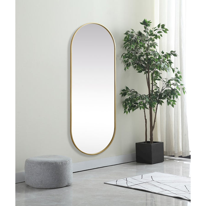 Elegant Decor Asha Metal Frame Oval Mirror 24X60", Brass