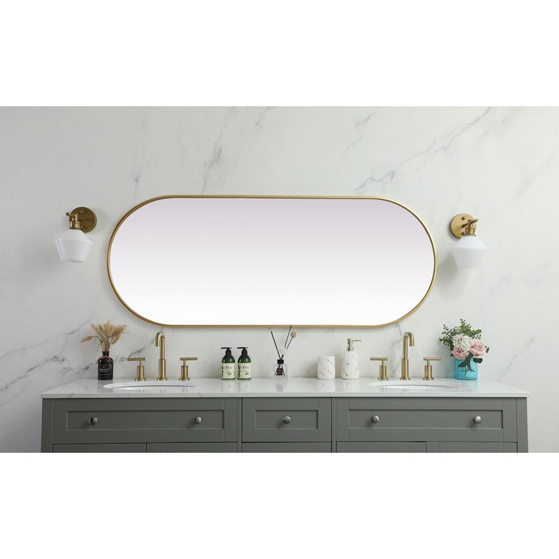 Elegant Decor Asha Metal Frame Oval Mirror 24X60", Brass