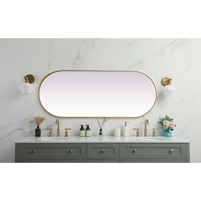 Elegant Decor Asha Metal Frame Oval Mirror 24X60", Brass