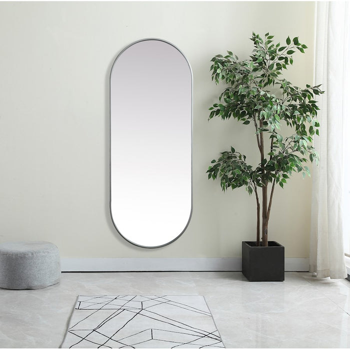 Elegant Decor Asha Metal Frame Oval Mirror 24X60", Silver
