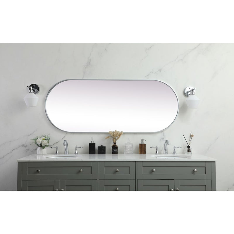 Elegant Decor Asha Metal Frame Oval Mirror 24X60", Silver