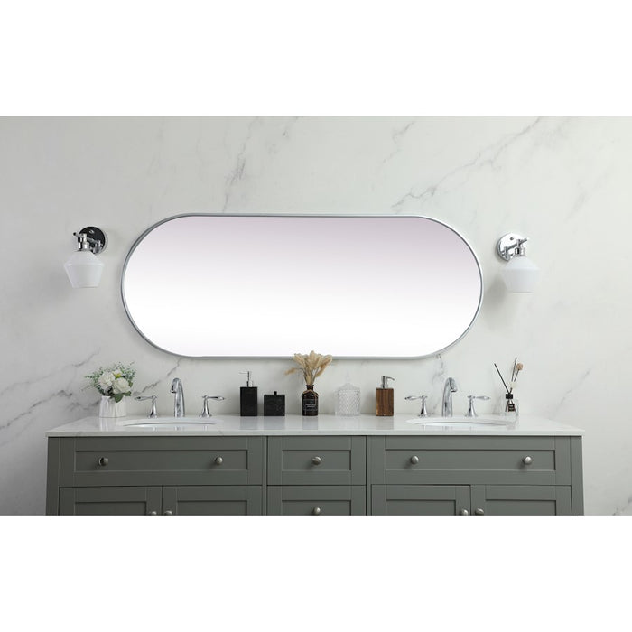 Elegant Decor Asha Metal Frame Oval Mirror 24X60", Silver