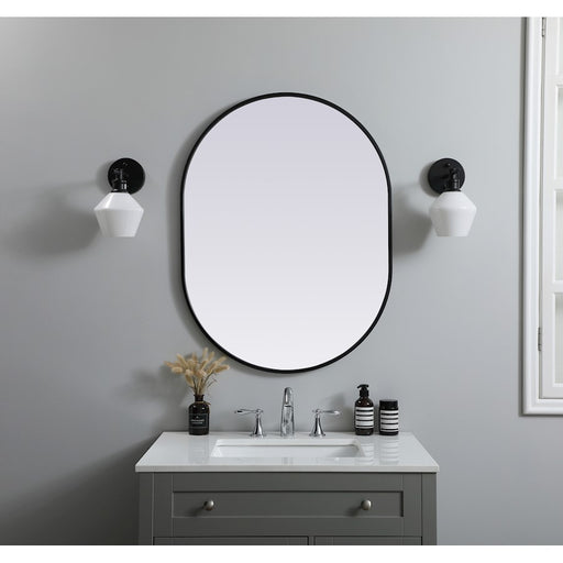 Elegant Decor Asha Metal Frame Oval Mirror 27X36", Black