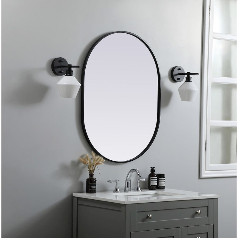 Elegant Decor Asha Metal Frame Oval Mirror 27X36", Black