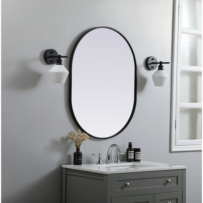 Elegant Decor Asha Metal Frame Oval Mirror 27X36", Black