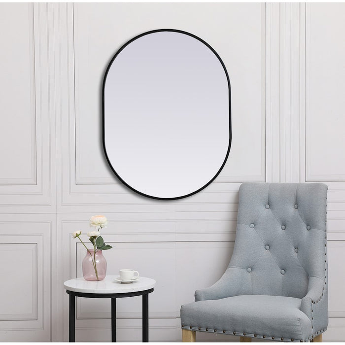 Elegant Decor Asha Metal Frame Oval Mirror 27X36", Black