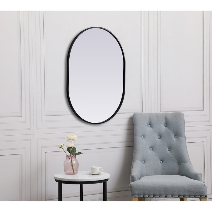Elegant Decor Asha Metal Frame Oval Mirror 27X36", Black