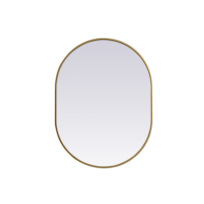 Elegant Decor Asha Metal Frame Oval Mirror 27X36", Brass - MR2A2736BRS