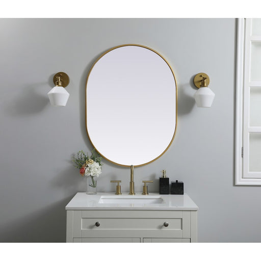 Elegant Decor Asha Metal Frame Oval Mirror 27X36", Brass