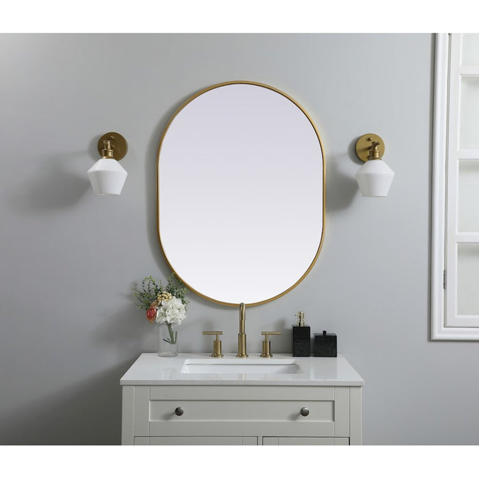 Elegant Decor Asha Metal Frame Oval Mirror 27X36", Brass