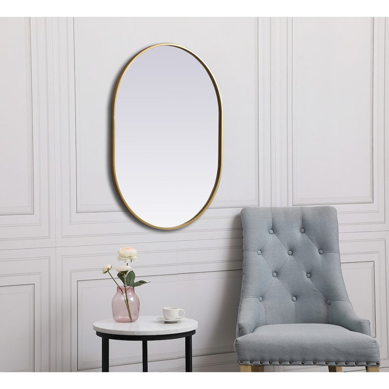 Elegant Decor Asha Metal Frame Oval Mirror 27X36", Brass
