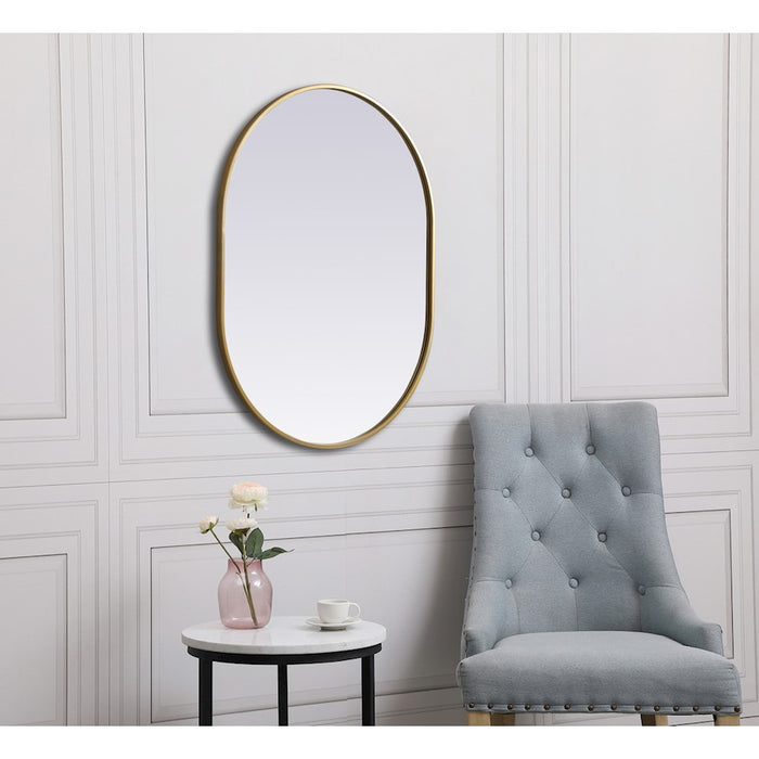 Elegant Decor Asha Metal Frame Oval Mirror 27X36", Brass