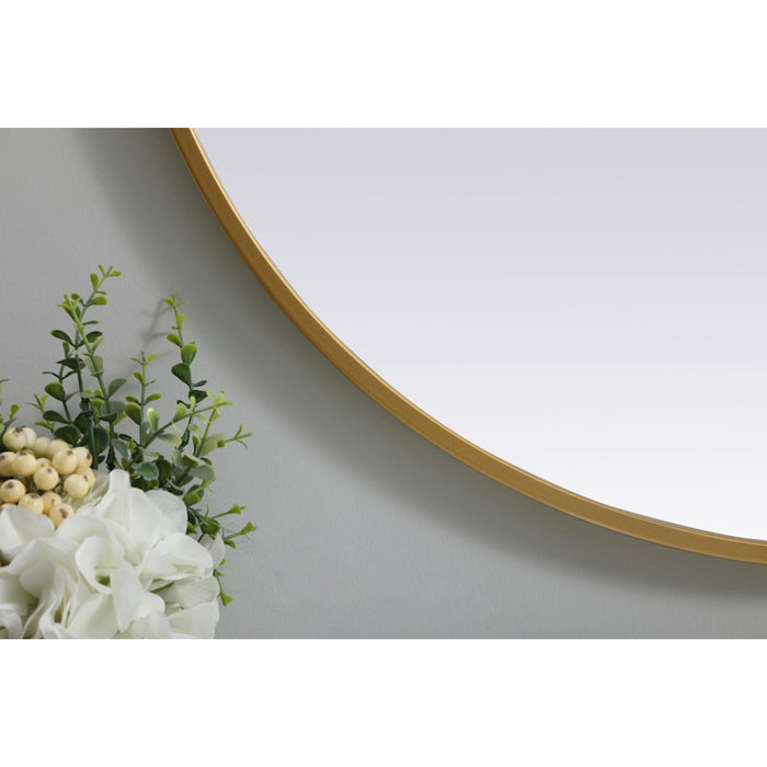 Elegant Decor Asha Metal Frame Oval Mirror 27X36", Brass