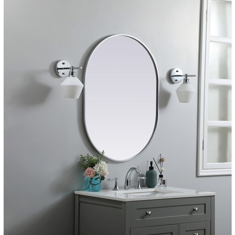 Elegant Decor Asha Metal Frame Oval Mirror 27X36", Silver