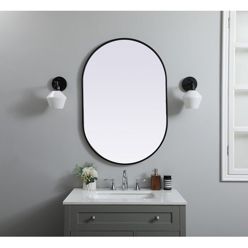 Elegant Decor Asha Metal Frame Oval Mirror 27X40", Black
