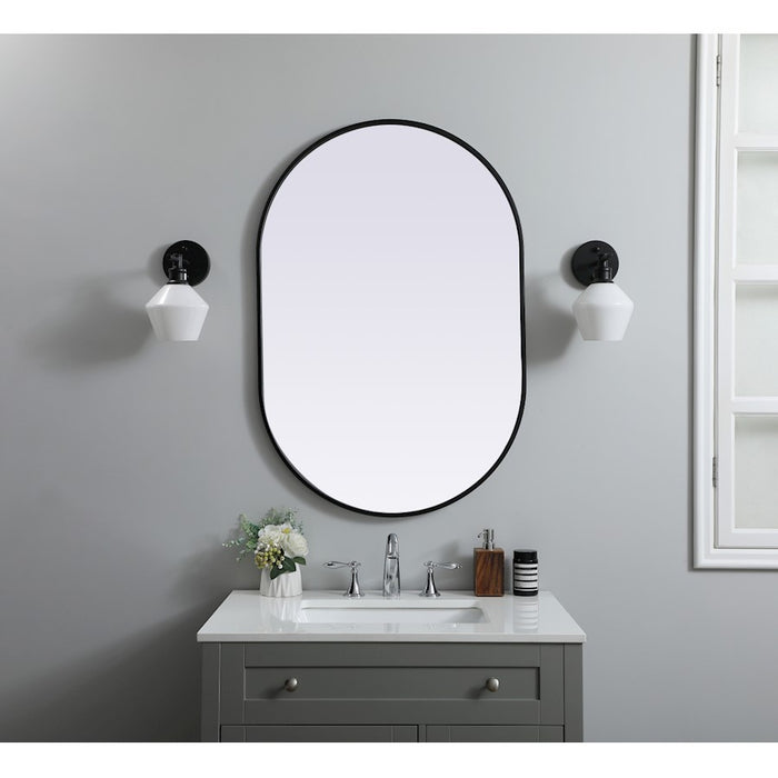 Elegant Decor Asha Metal Frame Oval Mirror 27X40", Black