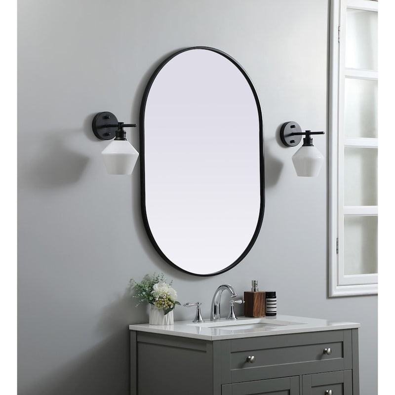 Elegant Decor Asha Metal Frame Oval Mirror 27X40", Black