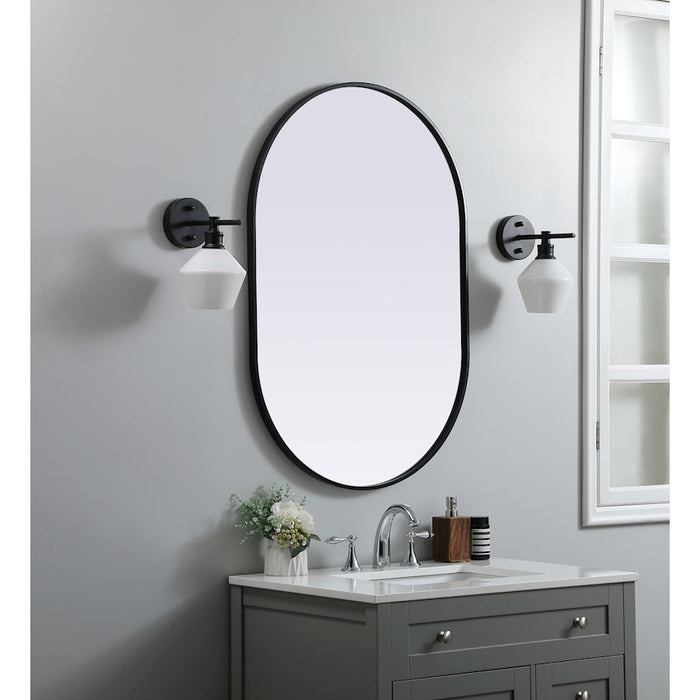 Elegant Decor Asha Metal Frame Oval Mirror 27X40", Black