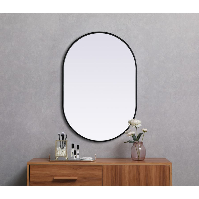Elegant Decor Asha Metal Frame Oval Mirror 27X40", Black