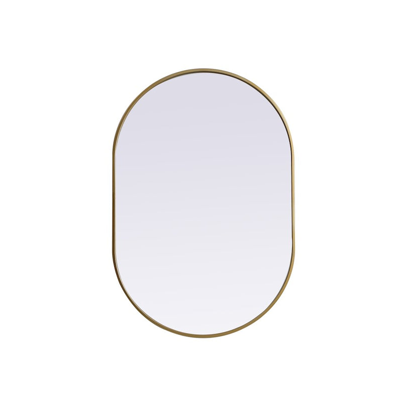 Elegant Decor Asha Metal Frame Oval Mirror 27X40", Brass