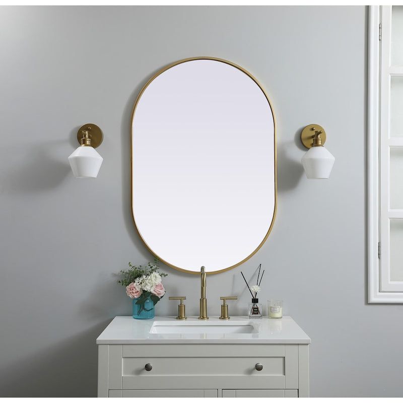 Elegant Decor Asha Metal Frame Oval Mirror 27X40", Brass