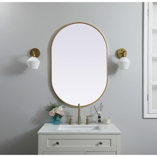 Elegant Decor Asha Metal Frame Oval Mirror 27X40", Brass