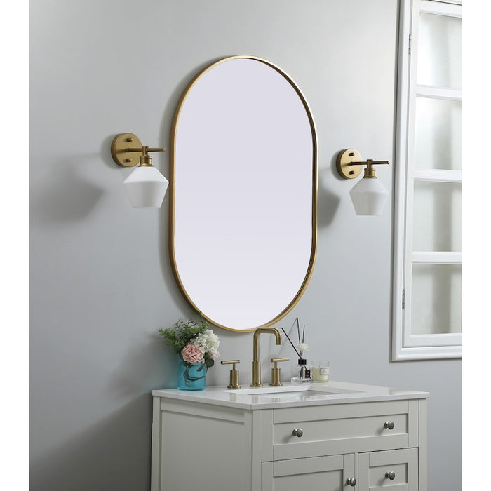 Elegant Decor Asha Metal Frame Oval Mirror 27X40", Brass
