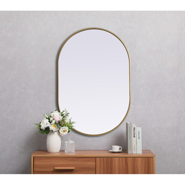 Elegant Decor Asha Metal Frame Oval Mirror 27X40", Brass