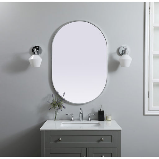Elegant Decor Asha Metal Frame Oval Mirror 27X40", Silver