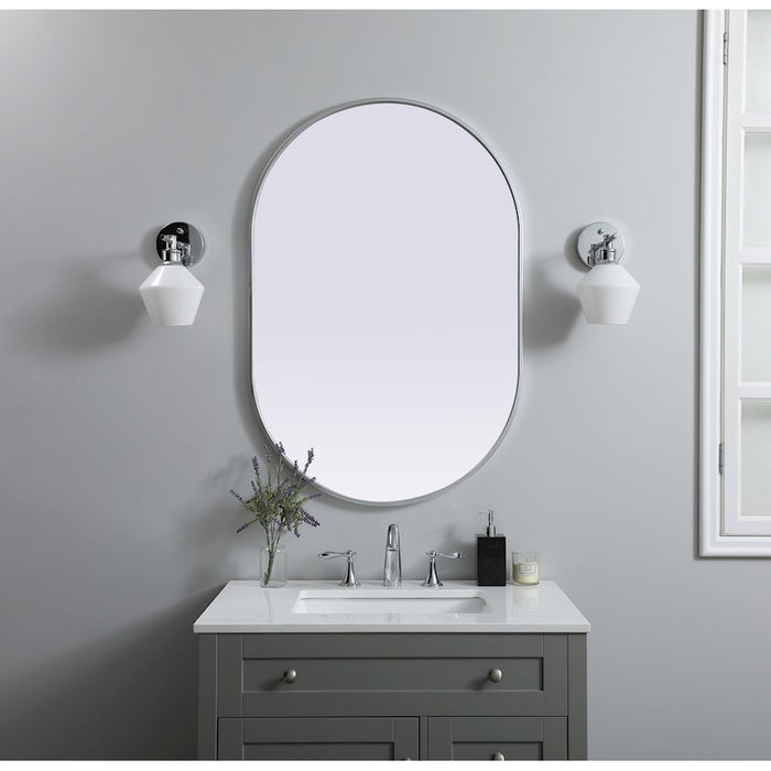 Elegant Decor Asha Metal Frame Oval Mirror 27X40", Silver
