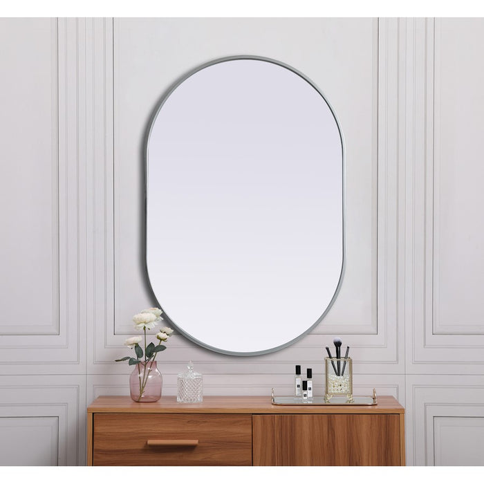 Elegant Decor Asha Metal Frame Oval Mirror 27X40", Silver